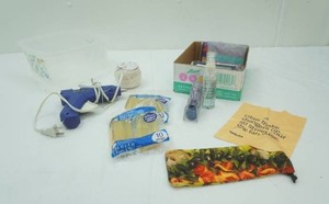 Glue Gun, Glue Sticks, Kleenex Packages, Glasses Cleaner, Twine