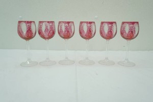 Vintage Cranberry Glass Wine Glasses (6ct)
