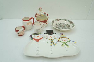 Christmas Ceramic Serving Platter, Bowl, Mugs