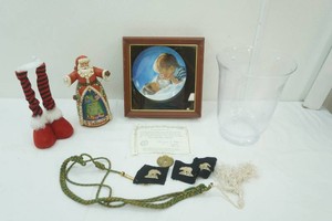Vintage Collectible Plate, Large Clear Glass Vase (handmade in Poland) and other collectibles