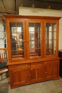 Pennsylvania House Colonial Style China Cabinet. Cherry wood finish, 2 piece.