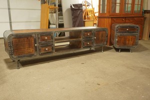 Industrial Style TV Console and Side Table Cabinet. Mango Wood.