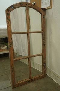 Rustic Arched Windowpane Mirror. 22x 43