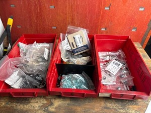 Mixed Hardware, Fasteners & Cable Clamps in 3 Bins