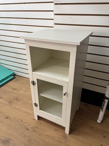 White Wood Cabinet With Glass Door