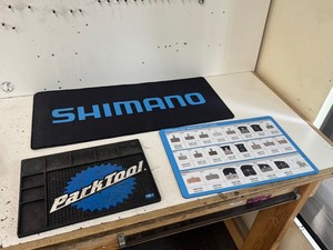 Shimano & Park Tool Workbench Mats With Shimano Disc Brake Pad Guide (Lot of 3)