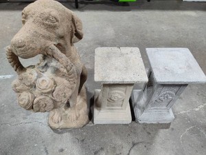 Cement Garden Statue & Pillars