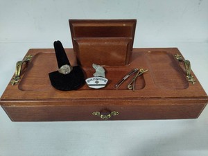 Mens London Leather Dresser Valet, Sterling Ring & Asst Accessories