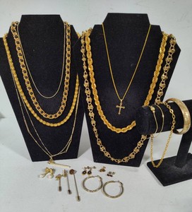 Lot of Gold Tone Costume Jewelry - Napier, Lauren Conrad, Avon & More