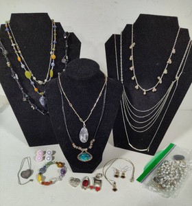 Assortment of Costume Jewelry & Sterling Necklace
