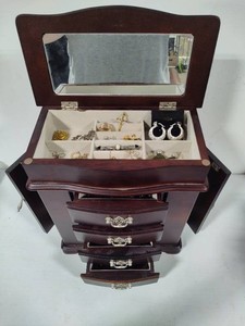 Wooden Jewelry Box Loaded with Jewelry