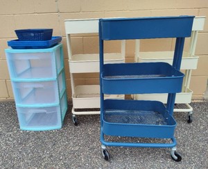 Rolling Three-Tier Storage & Sterlite Three Drawer Storage