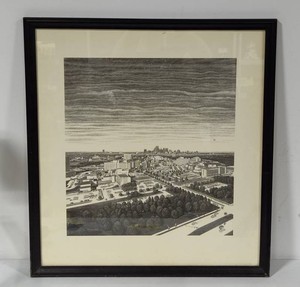 Karl Hoeffle Lithograph of Houston TX