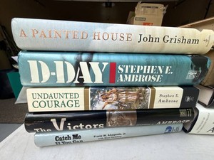 Mixed Book Lot Hardcovers Reference Atlas Grisham Ambrose 17 Pc