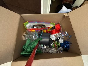 Misc Party Decor Gift Wrap Craft Supply Lot w Speaker & Glass Vase