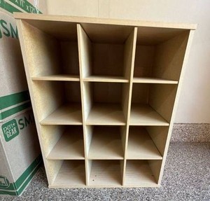 Woodgrain 12-Cubby Storage Organizer Shelf Cabinet 24in Tall Good
