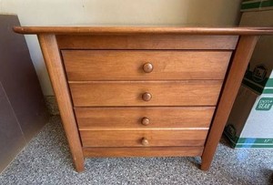 Large Nightstand Natural Maple 4 Drawer