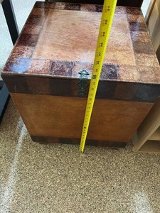 South Cone Handmade Peru Wooden Storage Chest Trunk Leather Top