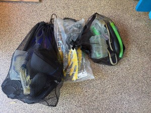 Mares Snorkel Gear Lot Wetsuit XL Fins Booties Mask Snorkels