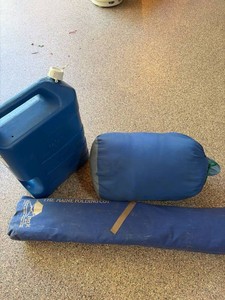 Byer of Maine Folding Cot Camping Set Sleeping Bag 6 Gal Water Jug