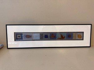 Signed Framed Mixed Media Collage Wall Art Panoramic Botanical Design