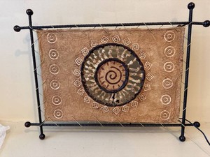 Southwestern Metal Frame Wall Mirror With Laced Hide Panel 31 x 20