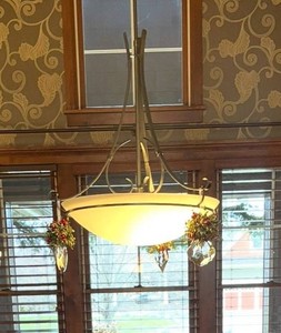 Hubbardton Forge Hanging Chandelier Forged Iron Glass Bowl Light