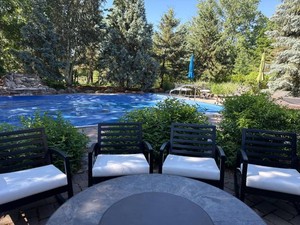 Set of 4 Outdoor Patio Rocking Arm Chairs Black Metal White Cushions