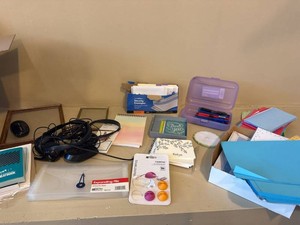 Mixed Office Supplies Stationery Pens Envelopes Mouse Headset Assortment