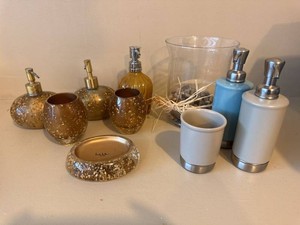 Assorted Bathroom Accessory Lot Dispensers Tumblers Vase Nicole Miller