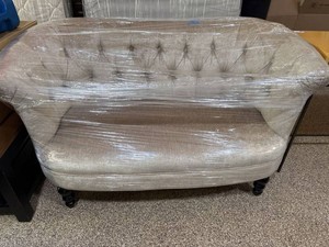 Pier 1 Tufted Upholstered Loveseat Barrel Back Beige 57x31x36