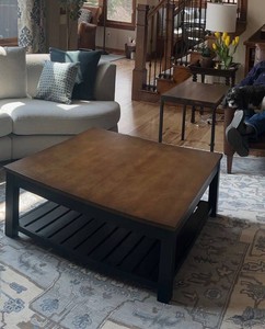 Ethan Allen William Square Coffee Table English Toffee 40in Good