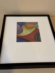 Framed Abstract Wall Art Print Black Frame Matted 17x21 Decor