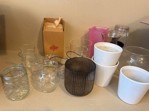 Assorted Glass Vases Jars Planters Home Decor Lot Mixed Styles