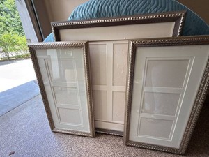 Set of 3 Ornate SilverGold Champagne Finish Picture Frames w Mats Nash Framing Large Missing Glass