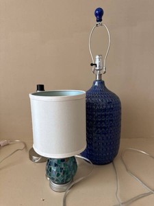 3 Table Lamps Lot Blue Glass Mosaic Accent Lamps Mixed Styles