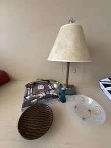 Table Lamp & Decorative Home Decor Group Art Glass Dish Book Vase