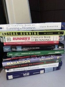 11 Mixed Paperback Books Running Marathon Fitness Golf Religious