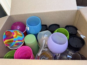 Assorted Plastic Drinkware Lot Stemless Wine Cups Tumblers Travel Mug
