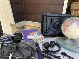 Mixed Electronics Office Supply Lot Odyssey II Globe Bag Headphones