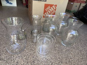 Assorted Clear Glass Vase Centerpiece Lot Cylinders Mason Jar Decor