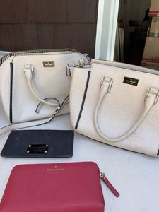 Kate Spade Handbag & Wallet Lot 4 Pc Cream Satchels Pink Zip Wallet