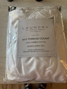 Laundry by Shelli Segal Queen Sheet Set 400 TC White Cotton New