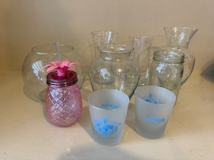 Mixed Decorative Glassware Vases Mason Jar Tumblers 9-Piece Set