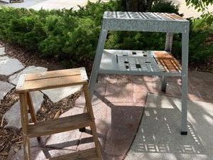 Metal Utility Equipment Stand Slotted Top Lower Shelf Rusted Base