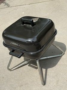 Thermos Portable Tabletop Charcoal Grill Black Enamel 17in Tall