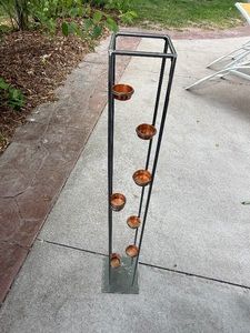 Metal Floor Candle Holder Stand w Copper Tone Votive Cups 40in