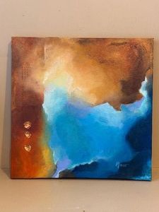 Signed Rinne Abstract Canvas Painting Textured Modern Art Approx 24in