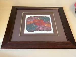 Signed Abstract Framed Wall Art Shadowbox Style Wood Frame