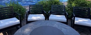 Set of 4 Outdoor Patio Rocking Arm Chairs Black Metal White Cushions